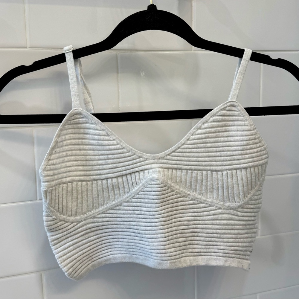 Aerie Ribbed White Tank Top